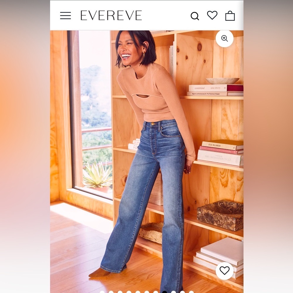 Evereve Ever Trouser Wide Leg High Rise Button Fly Jeans size 26